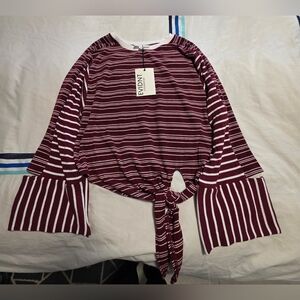 Women's Striped Burgundy Top